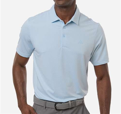 Men'S Performance Textured Polo in White/ Crystal Sky