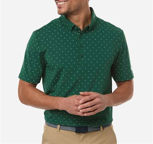 Men'S Ultimate365 Micro Print Polo in Collegiate Green