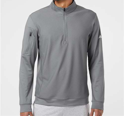 Men'S Textured Quarter-Zip Pullover in Grey Three