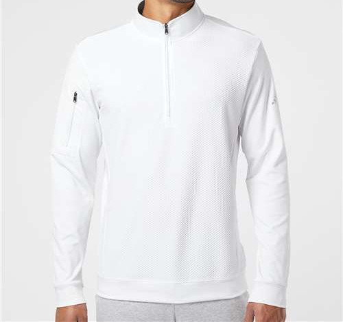 Men'S Textured Quarter-Zip Pullover in White