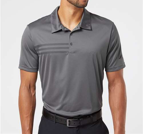 Men'S 3-Stripes Chest Polo in Grey Five/ Black