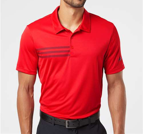 Men'S 3-Stripes Chest Polo in Collegiate Red/ Black