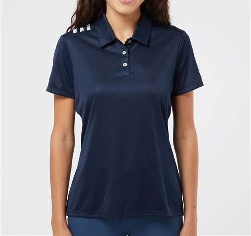 Women'S 3-Stripes Shoulder Polo in Collegiate Navy/ White