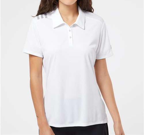 Women'S 3-Stripes Shoulder Polo in White/ Black