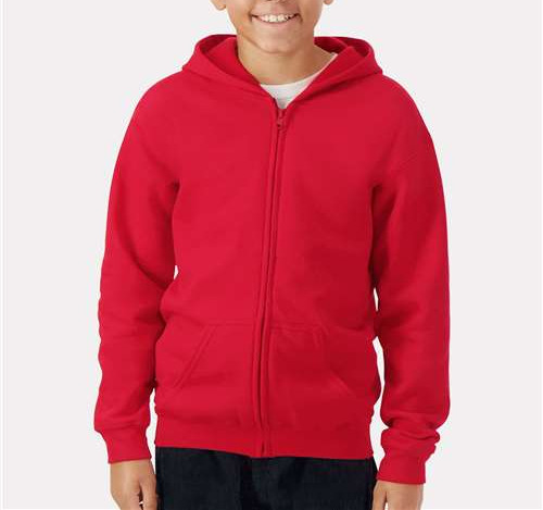 Youth Heavy Blend™ Full-Zip Hooded Sweatshirt in Red