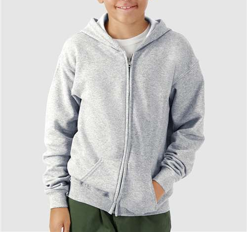Youth Heavy Blend™ Full-Zip Hooded Sweatshirt in Sport Grey
