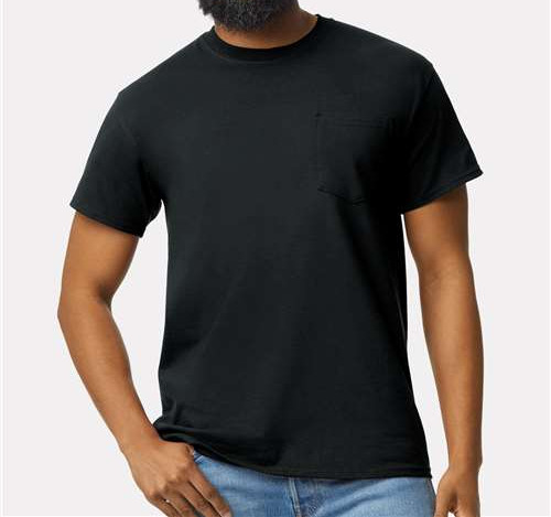 Unisex Ultra Cotton® Pocket T-Shirt in Black