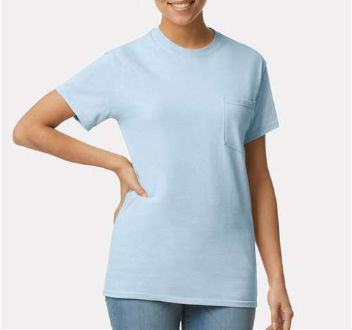 Unisex Ultra Cotton® Pocket T-Shirt in Light Blue