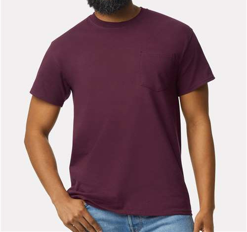 Unisex Ultra Cotton® Pocket T-Shirt in Maroon