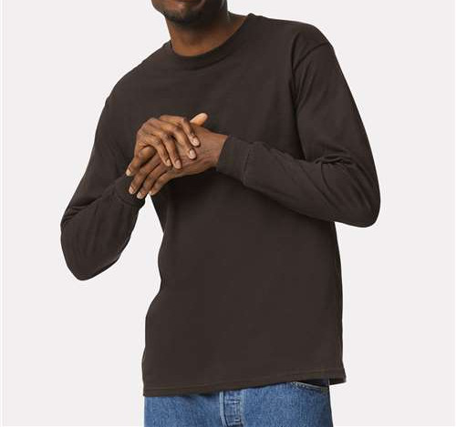 Unisex Ultra Cotton® Long Sleeve T-Shirt in Dark Chocolate