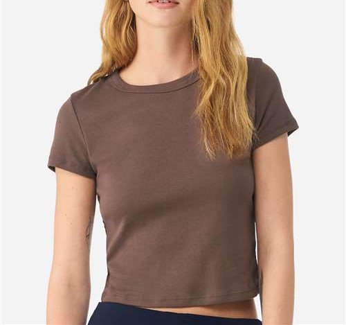 Women'S Micro Rib Baby Tee in Solid Cocoa Blend