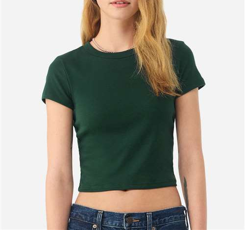 Women'S Micro Rib Baby Tee in Solid Forest Blend