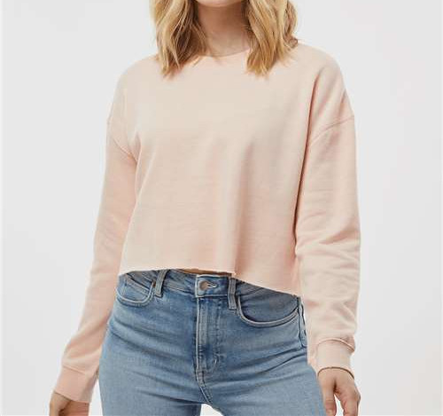 Women'S Lightweight Crop Crewneck Sweatshirt in Blush