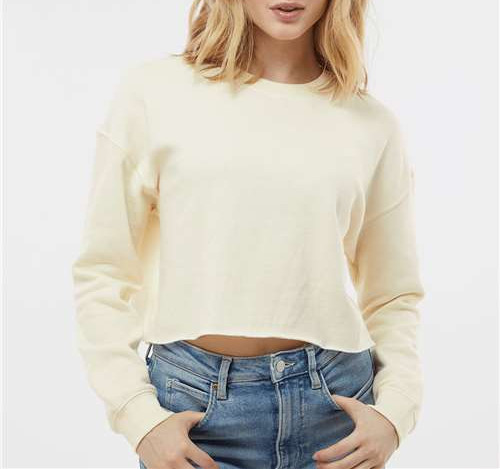 Women'S Lightweight Crop Crewneck Sweatshirt in Bone