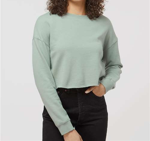 Women'S Lightweight Crop Crewneck Sweatshirt in Sage