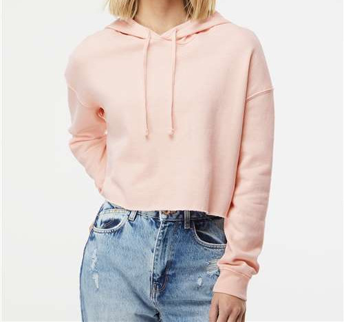 Women’S Lightweight Crop Hooded Sweatshirt in Blush