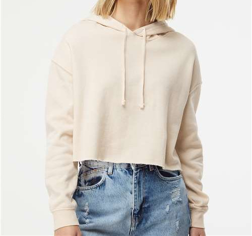 Women’S Lightweight Crop Hooded Sweatshirt in Bone