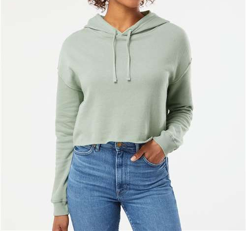 Women’S Lightweight Crop Hooded Sweatshirt in Sage