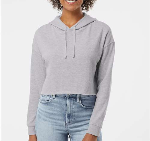 Women’S Lightweight Crop Hooded Sweatshirt in Grey Heather