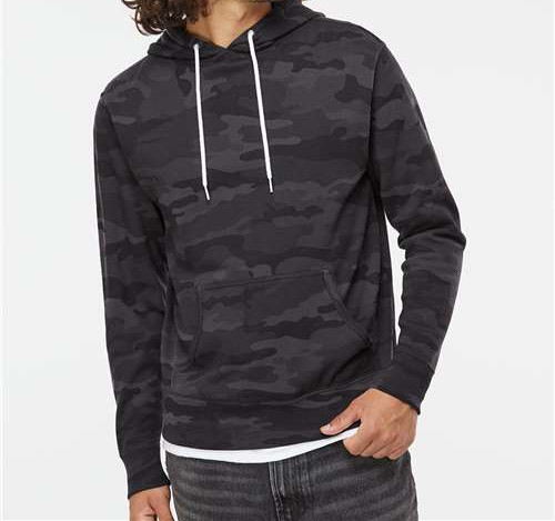 Unisex Lightweight Hooded Sweatshirt in Black Camo