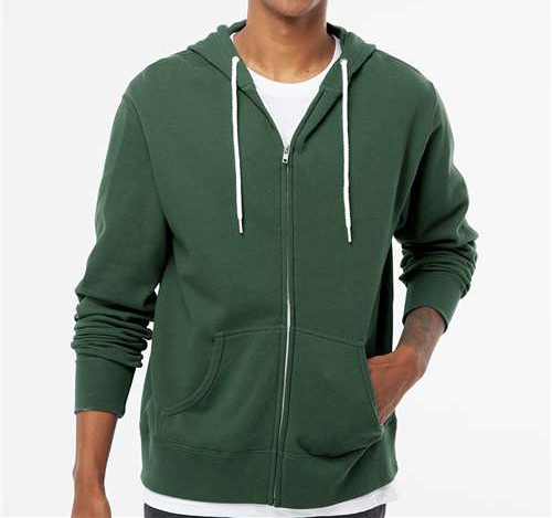 Unisex Lightweight Full-Zip Hooded Sweatshirt