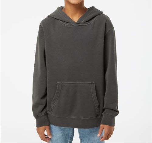 Youth Midweight Pigment-Dyed Hooded Sweatshirt in Pigment Black