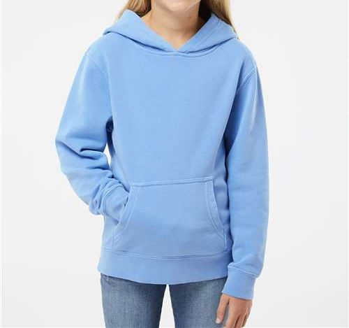 Youth Midweight Pigment-Dyed Hooded Sweatshirt in Pigment Light Blue