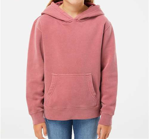 Youth Midweight Pigment-Dyed Hooded Sweatshirt in Pigment Maroon