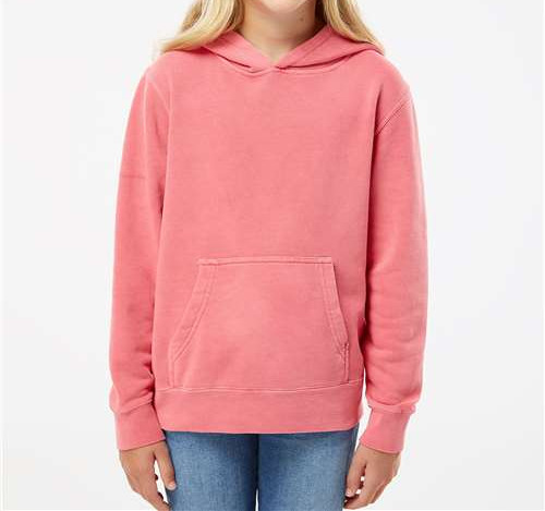 Youth Midweight Pigment-Dyed Hooded Sweatshirt in Pigment Pink