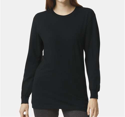 Unisex Fine Jersey Long Sleeve Tee in Black