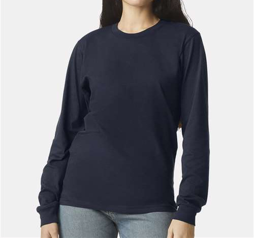 Unisex Fine Jersey Long Sleeve Tee in Navy