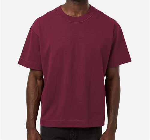 Unisex Heavyweight Cotton Mid-Length Tee in Burgundy