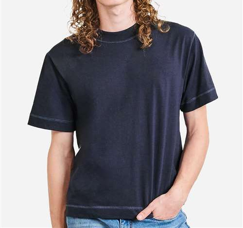 Unisex Heavyweight Cotton Mid-Length Tee in Navy