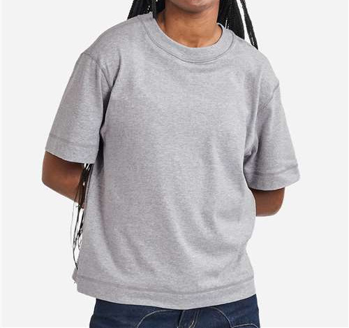 Unisex Heavyweight Cotton Mid-Length Tee in Heather Grey