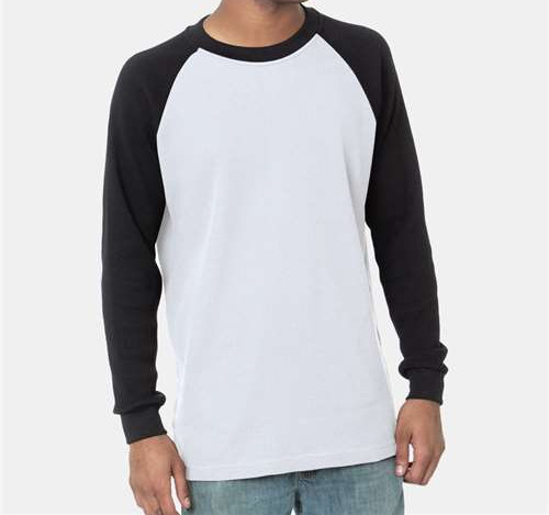 Men'S USA-Made Heavyweight Waffle Knit Thermal Raglan T-Shirt in White/ Black