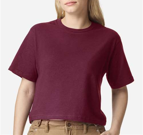 Women'S Fine Jersey Boxy Tee in Burgundy
