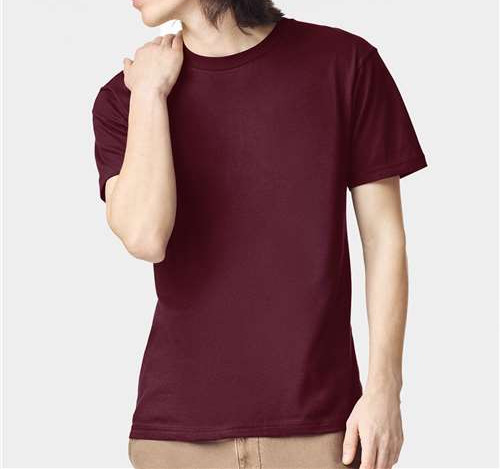 Unisex Fine Jersey Tee in Burgundy