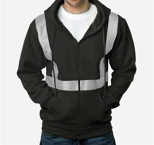 USA-Made Hi-Visibility Full-Zip Hooded Sweatshirt - Segmented Tape