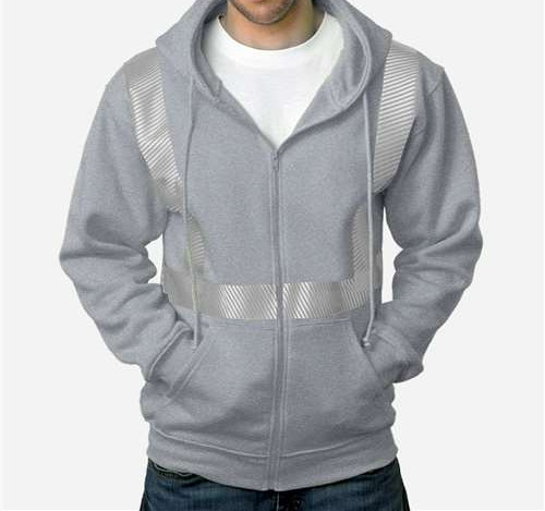 USA-Made Hi-Visibility Full-Zip Hooded Sweatshirt - Segmented Tape in Dark Ash