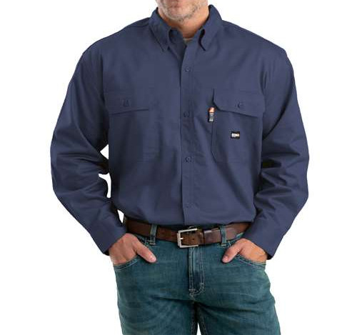 Men'S Flame-Resistant Button-Down Work Shirt in Navy