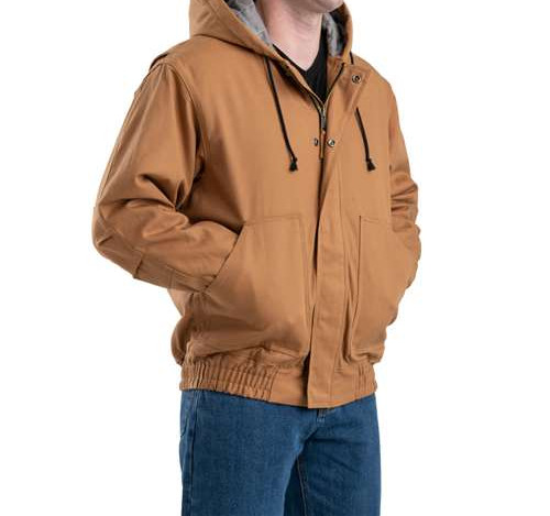 Men'S Flame-Resistant Hooded Jacket in Brown Duck