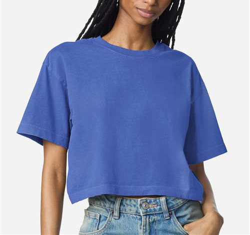 Women'S Garment-Dyed Heavyweight Cropped Tee in Faded Lapis