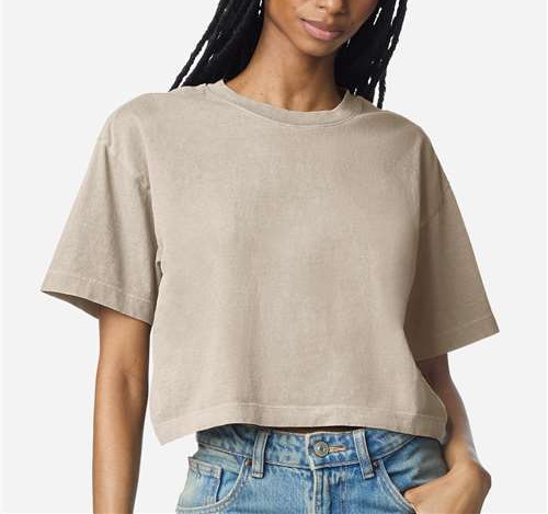 Women'S Garment-Dyed Heavyweight Cropped Tee in Faded Bone