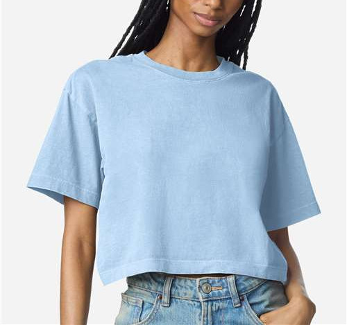 Women'S Garment-Dyed Heavyweight Cropped Tee in Faded Powder Blue