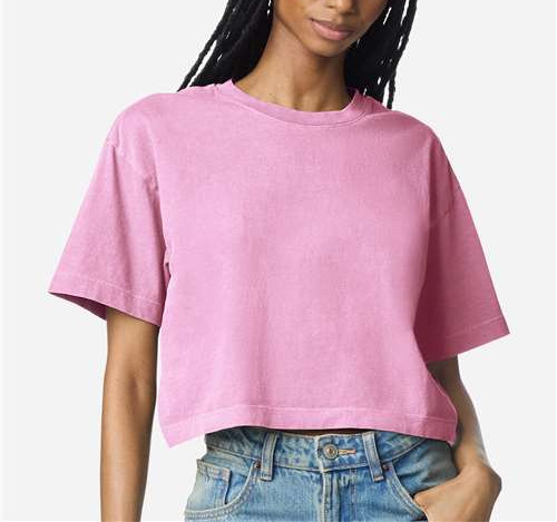 Women'S Garment-Dyed Heavyweight Cropped Tee in Faded Powder Pink