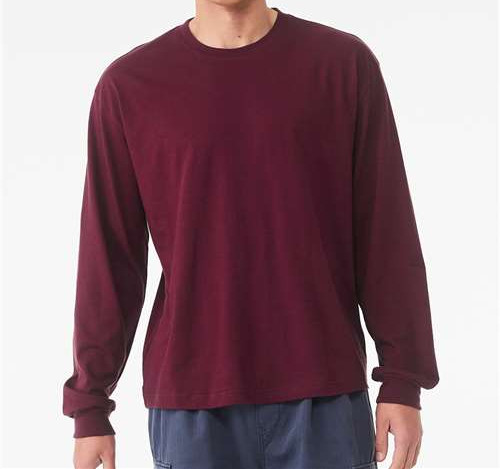 6 Oz. Heavyweight Long Sleeve Tee in Maroon