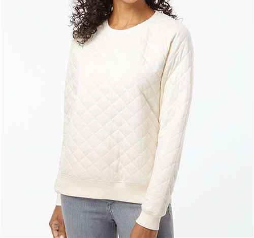 Women'S Quilted Crewneck Pullover in Natural