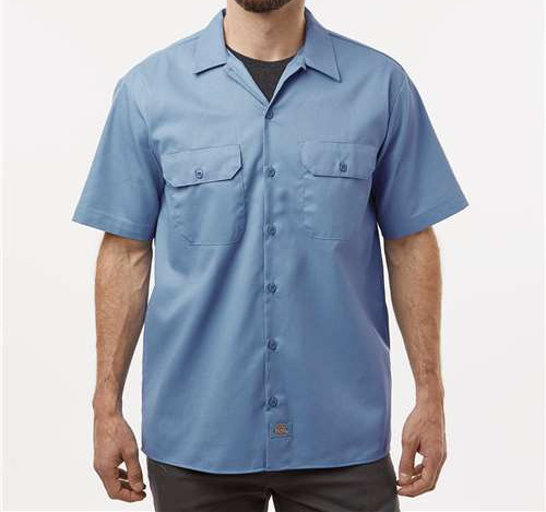 Men'S Tall Short Sleeve Work Shirt in Gulf Blue