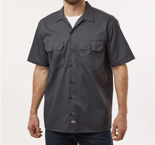 Men'S Tall Short Sleeve Work Shirt in Charcoal