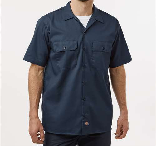 Men'S Tall Short Sleeve Work Shirt in Dark Navy